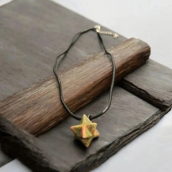 Unakite Hexagram Necklace - Picture 1 of 2